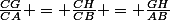 \frac{CG}{CA} = \frac{CH}{CB} = \frac{GH}{AB}