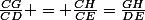 \frac{CG}{CD} = \frac{CH}{CE}=\frac{GH}{DE}