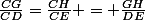 \frac{CG}{CD}=\frac{CH}{CE} = \frac{GH}{DE}