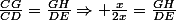 \frac{CG}{CD}=\frac{GH}{DE}\Rightarrow \frac{x}{2x}=\frac{GH}{DE}