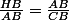 \frac{HB}{AB}=\frac{AB}{CB}