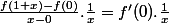 \frac{f(1+x)-f(0)}{x-0}.\frac{1}{x}=f'(0).\frac{1}{x}