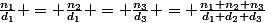 \frac{n_1}{d_1} = \frac{n_2}{d_1} = \frac{n_3}{d_3} = \frac{n_1+n_2+n_3}{d_1+d_2+d_3}