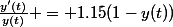 \frac{y'(t)}{y(t)} = 1.15(1-y(t))