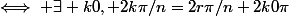 \iff \exists k0, 2k\pi/n=2r\pi/n+2k0\pi