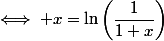 \iff x=\ln\left(\dfrac{1}{1+x}\right)