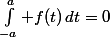 \int_{-a}^a f(t)\,dt=0