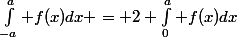 \int_{-a}^a f(x)dx = 2 \int_0^a f(x)dx