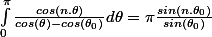 \int_0^{\pi}\frac{cos(n.\theta)}{cos(\theta)-cos(\theta_0)}d\theta=\pi\frac{sin(n.\theta_0)}{sin(\theta_0)}
