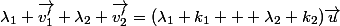 \lambda_1 \vec{v'_1}+\lambda_2 \vec{v'_2}=(\lambda_1 k_1 + \lambda_2 k_2)\vec{u}