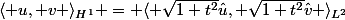 \langle u, v \rangle_{H^1} = \langle \sqrt{1+t^2}\hat{u}, \sqrt{1+t^2}\hat{v} \rangle_{L^2}