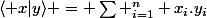 \langle x|y\rangle =\displaystyle \sum _{i=1}^n x_i.y_i
