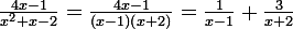 \large\frac{4x-1}{x^2+x-2}=\frac{4x-1}{(x-1)(x+2)}=\frac1{x-1}+\frac3{x+2}