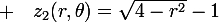 \large {~~~z_2(r,\theta)=\sqrt{4-r^2}-1}