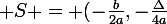 \large S = (-\frac{b}{2a},-\frac{\Delta}{4a}