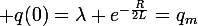\large q(0)=\lambda e^{-\frac{R}{2L}}=q_m