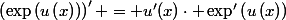 \left(\exp\left(u\left(x\right)\right)\right)' = u'(x)\cdot \exp'\left(u\left(x\right)\right)