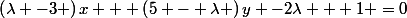 \left(\lambda -3 \right)x + \left(5 - \lambda \right)y -2\lambda + 1 =0