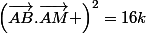 \left(\vec{AB}.\vec{AM} \right)^{2}=16k