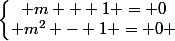 \left\lbrace\begin{matrix} m + 1 = 0\\ m^{2} - 1 = 0 \end{matrix}\right.