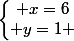 \left\lbrace\begin{matrix} x=6\\ y=1 \end{matrix}\right.