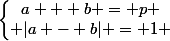 \left\lbrace\begin{matrix}a + b = p \\ |a - b| = 1 \end{matrix}\right.