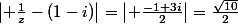 \left\lvert \frac1z-(1-i)\right\rvert=\left\lvert \frac{-1+3i}2\right\rvert=\frac{\sqrt{10}}2