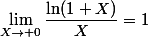 \lim\limits_{X\to 0}\dfrac{\ln(1+X)}{X}=1