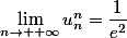 \lim\limits_{n\to +\infty}u_n^n=\dfrac{1}{e^2}