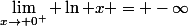 \lim\limits_{x\to 0^+} \ln x = -\infty