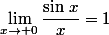 \lim\limits_{x\to 0}\dfrac{\sin\,x}{x}=1