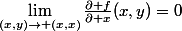 \lim_{(x,y)\to (x,x)}\frac{\partial f}{\partial x}(x,y)=0