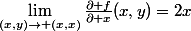 \lim_{(x,y)\to (x,x)}\frac{\partial f}{\partial x}(x,y)=2x