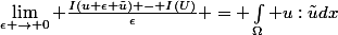 \lim_{\epsilon \to 0} \frac{I(u+\epsilon \tilde{u}) - I(U)}{\epsilon} = \int_{\Omega} u:\tilde{u}dx