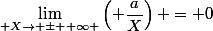 \lim_{ X\rightarrow {\pm } \infty }\left( \dfrac{a}{X}\right) = 0