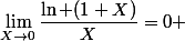 \lim_{X\to0}\dfrac{\ln (1+X)}{X}=0 
