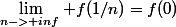 \lim_{n->+inf} f(1/n)=f(0)