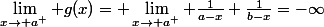 \lim_{x\rightarrow a^+} g(x)= \lim_{x\rightarrow a^+} \frac{1}{a-x}+\frac{1}{b-x}=-\infty