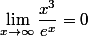 \lim_{x\to\infty}\dfrac{x^3}{e^x}=0