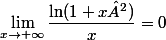 \lim_{x\to+\infty}\dfrac{\ln(1+x²)}{x}=0