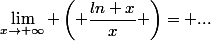 \lim_{x\to+\infty} \left( \dfrac{ln x}{x} \right)= ...