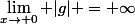 \lim_{x\to 0} |g| =+\infty