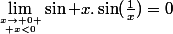 \lim_{x\to 0 \atop x<0}\sin x.\sin(\frac{1}{x})=0