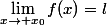 \lim_{x\to x_0}f(x)=l