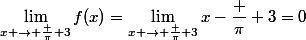 \lim_{x \to \frac \pi 3}f(x)=\lim_{x \to \frac \pi 3}x-\dfrac \pi 3=0