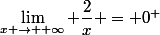 \lim_{x \to +\infty} \dfrac{2}{x} = 0^{+}