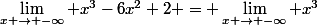 \lim_{x \to -\infty} x^3-6x^2+2 = \lim_{x \to -\infty} x^3