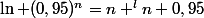 \ln (0,95)^n=n ^ln 0,95