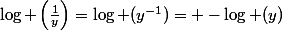 \log \left(\frac{1}{y}\right)=\log (y^{-1})= -\log (y)