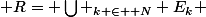 \mathbb {R}= \Bigcup _{k \in \mathbb {N}} E_k 